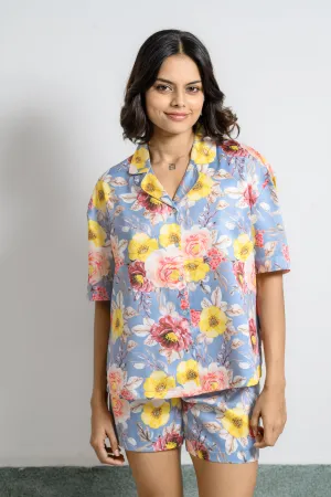 Bloom Pop  Satin Night Suit Set