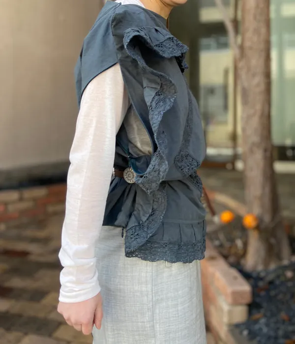 FUMIKA_UCHIDA/OVER-DYED CUSHION TOP_OVERSIZED(D.GREEN)