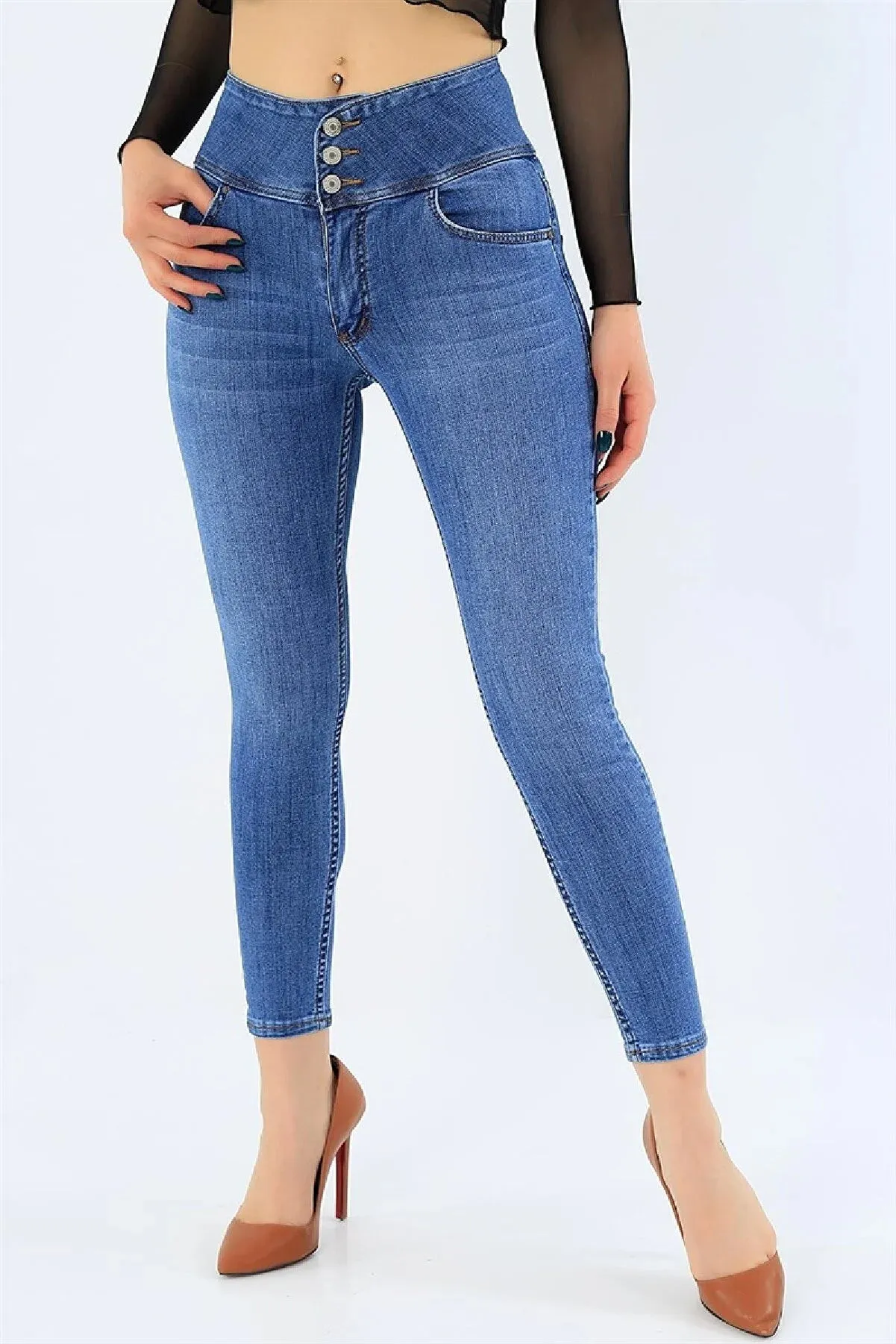 Janes Women's High Waist Lycra Jean Trousers