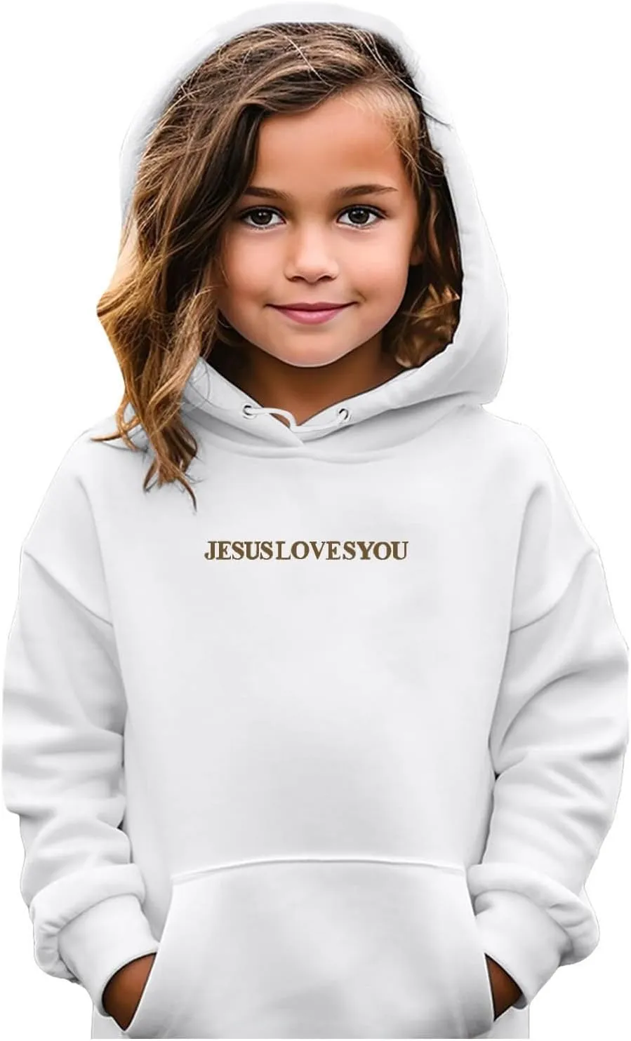 Jesus Loves You Girls Oversized Hoodies Drop Shoulder Letter Print Preppy Sweatshirt Sweatshirt Tops with Pockets