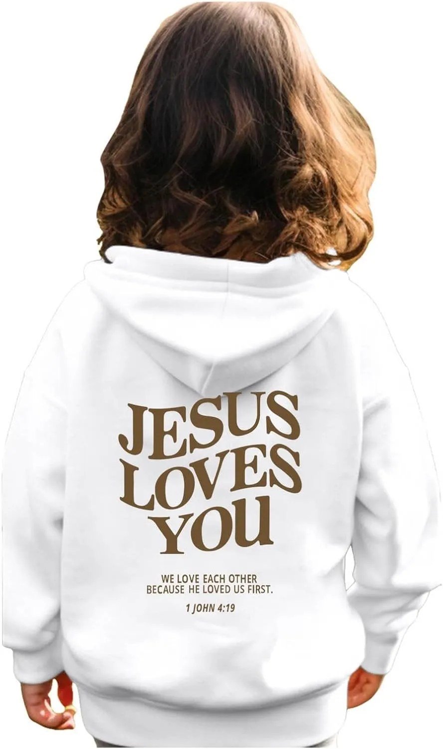 Jesus Loves You Girls Oversized Hoodies Drop Shoulder Letter Print Preppy Sweatshirt Sweatshirt Tops with Pockets
