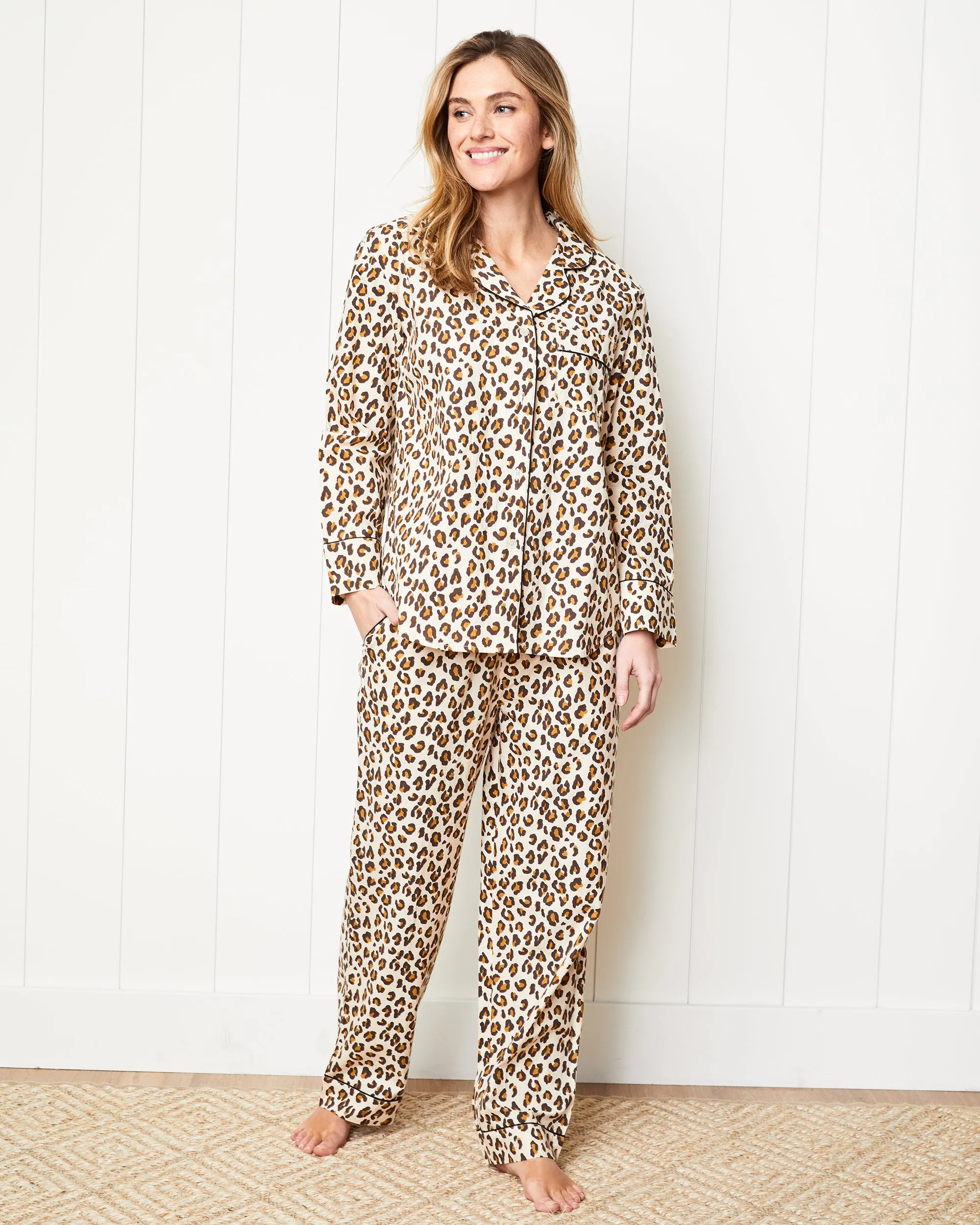 Lounging Leopard - Long Sleep Set - Latte