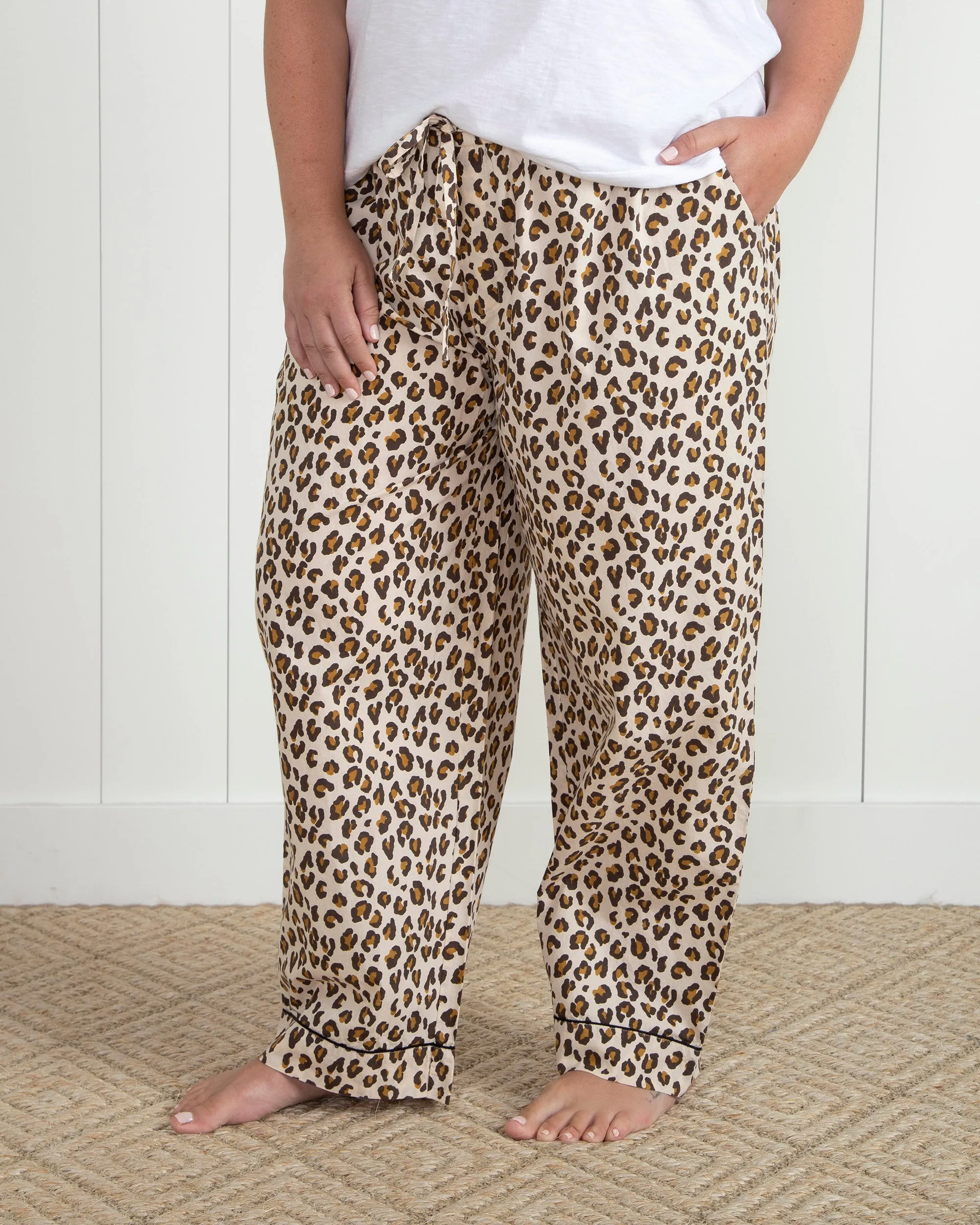 Lounging Leopard - Tall Pajama Pants - Latte
