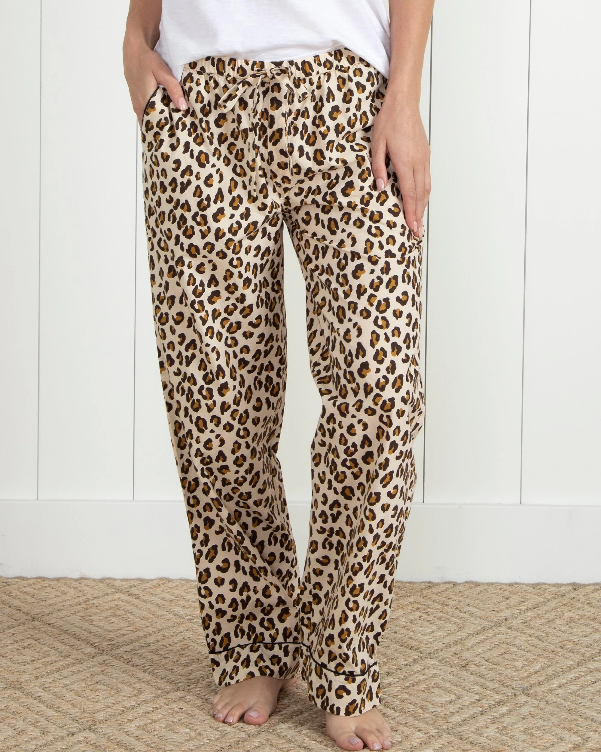 Lounging Leopard - Tall Pajama Pants - Latte