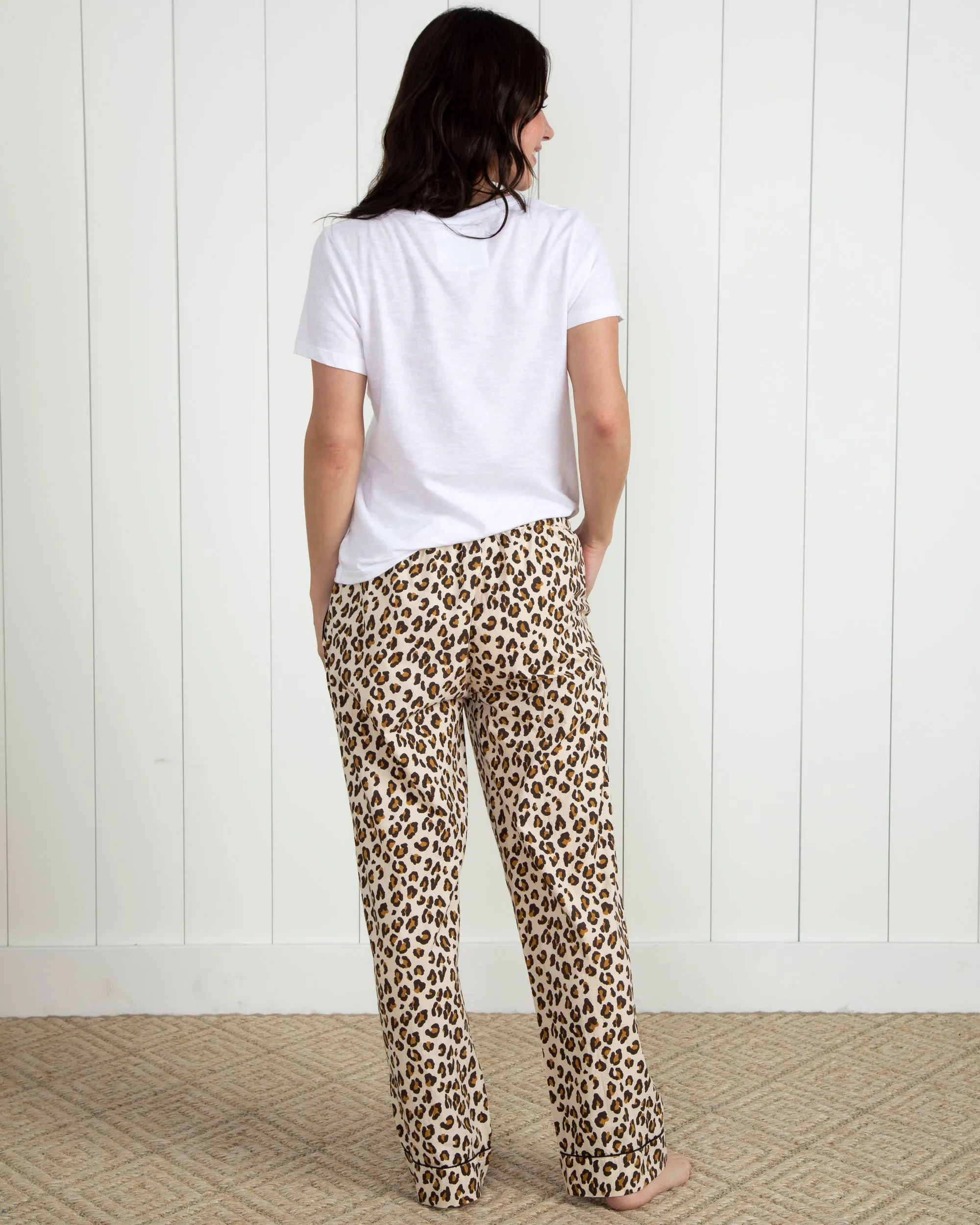 Lounging Leopard - Tall Pajama Pants - Latte