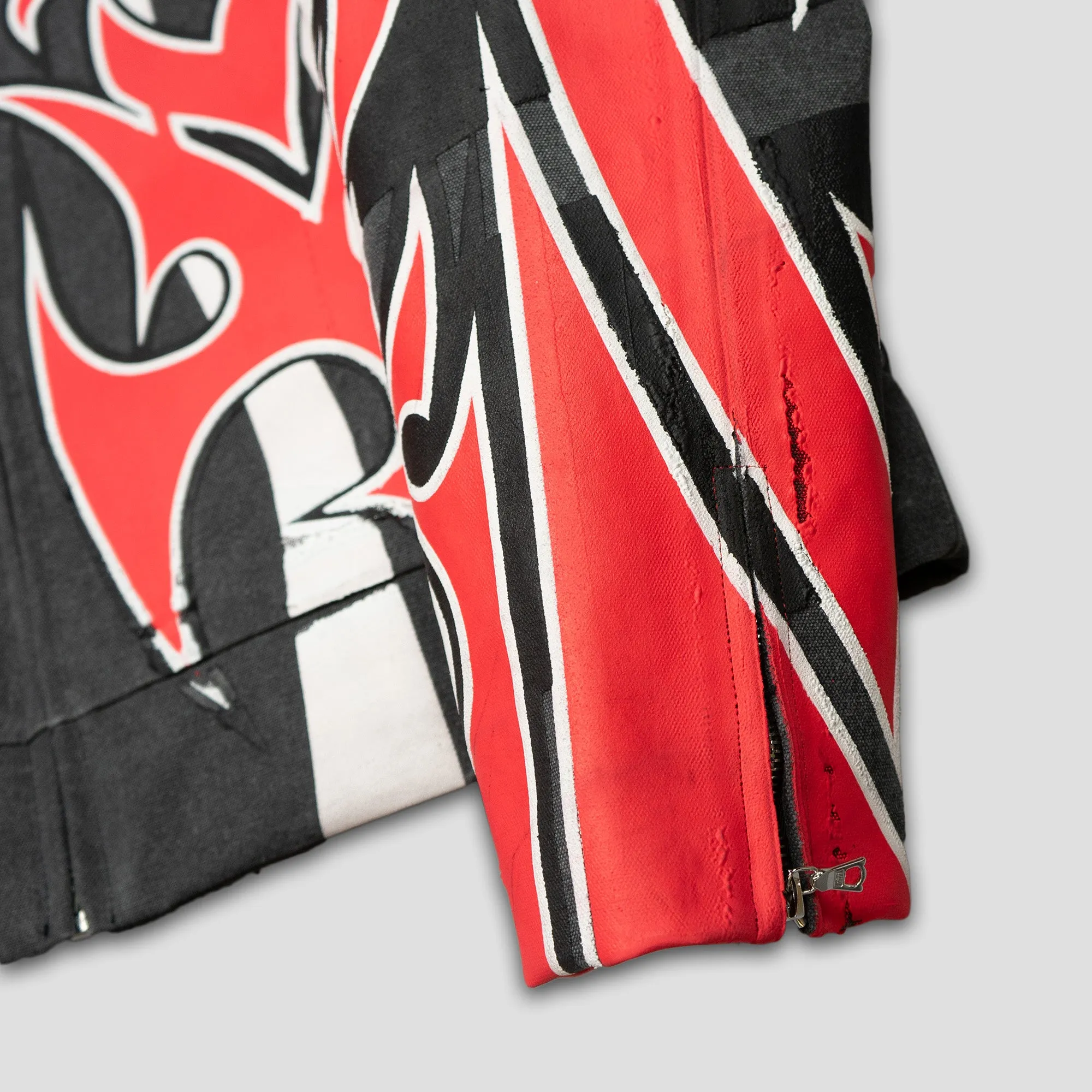 PLASTISOL PUFF PRINTED ARMOR MOTORCYCLE JACKET