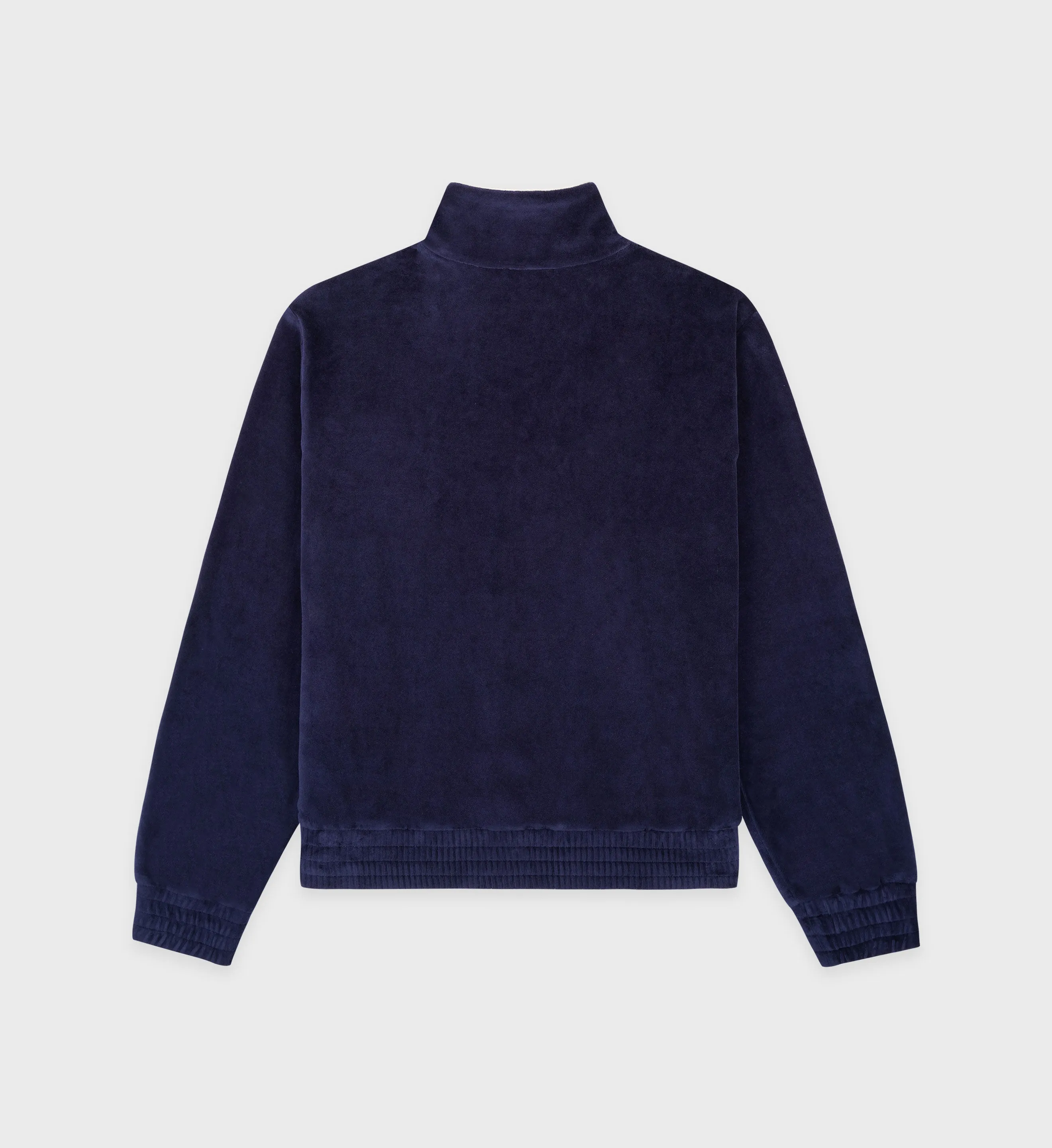 Script Velour Track Jacket - Navy/Cream