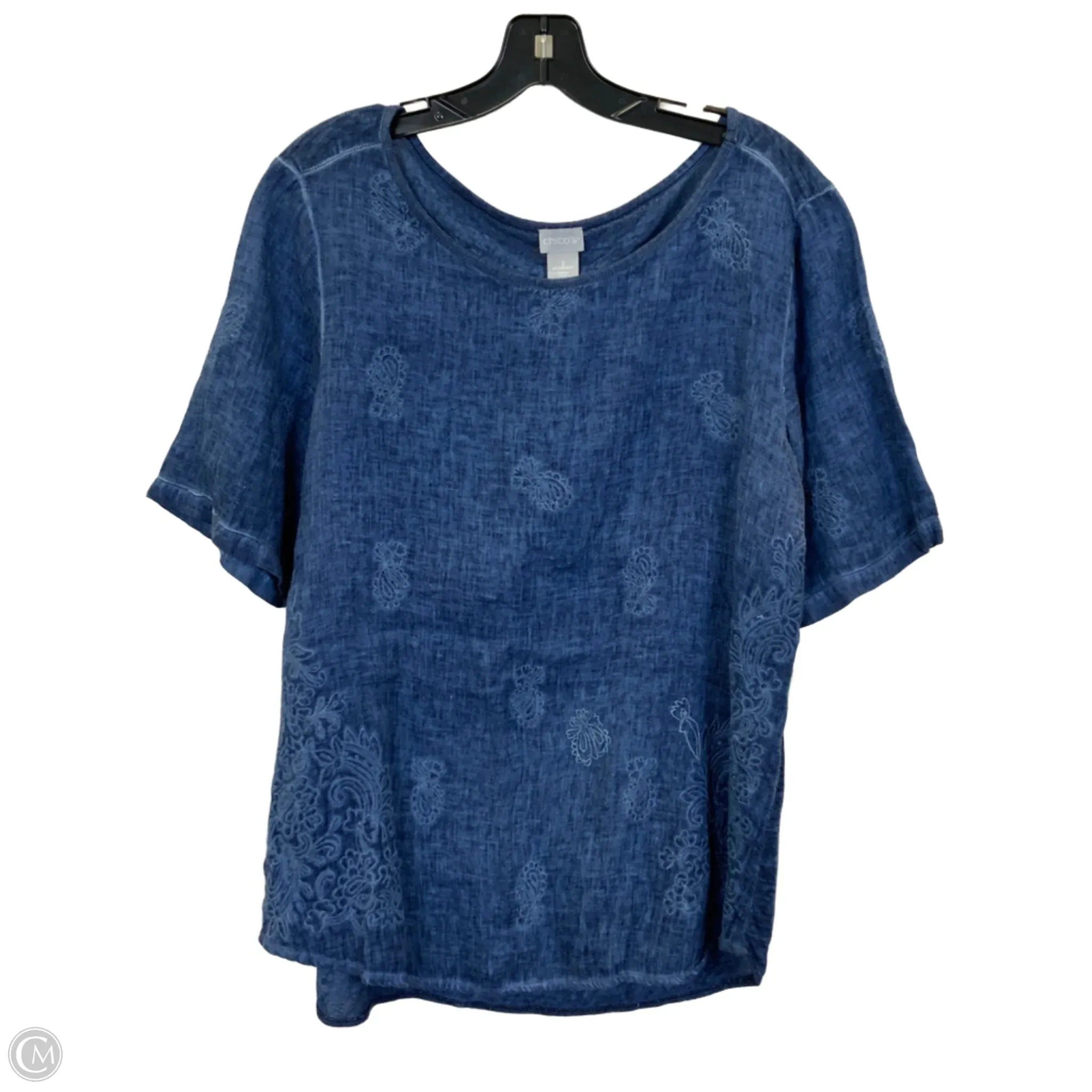 Top Short Sleeve By Chicos In Blue, Size: L