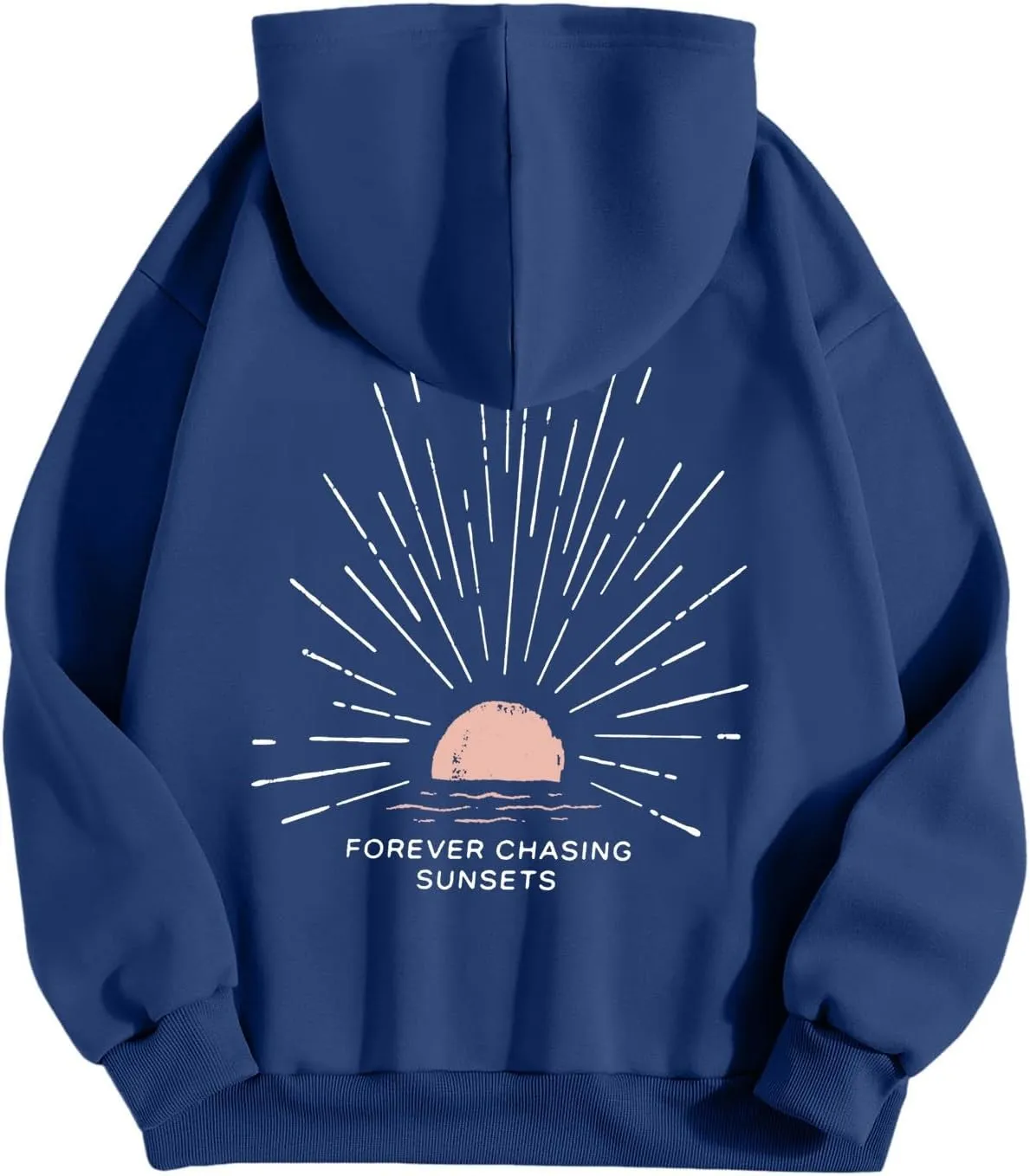 Women Oversized Hoodie Beachy Sweatshirt Letter Printed Always Chasing Sunsets Hoodies Solid Color Soft Top