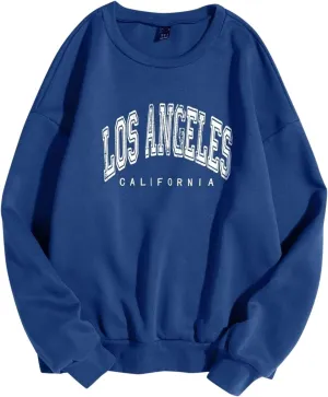Women's Oversized Sweatshirt Los Angeles California Graphic Crewneck Long Sleeve Casual Loose Pullover Tops