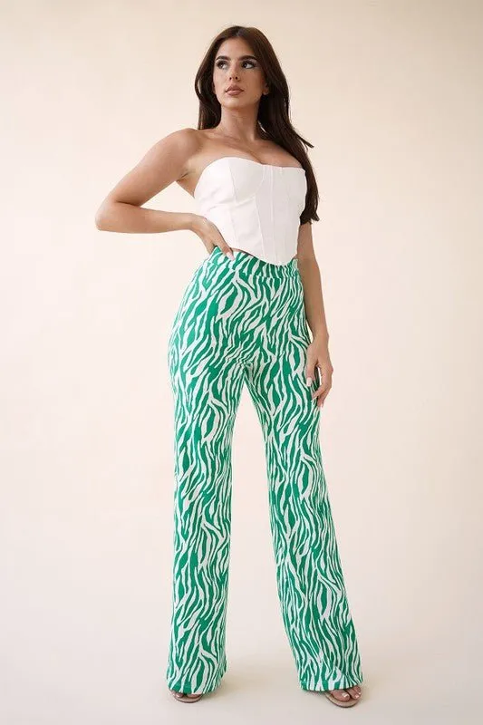 ZEBRA HIGH WAISTED PANT- Kelly White