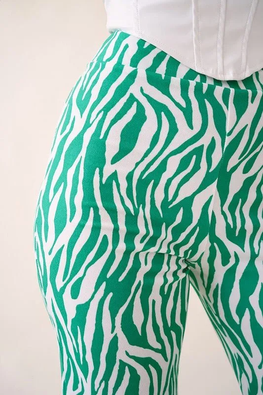 ZEBRA HIGH WAISTED PANT- Kelly White