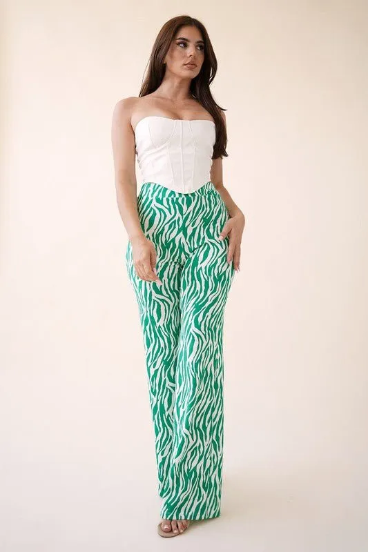 ZEBRA HIGH WAISTED PANT- Kelly White
