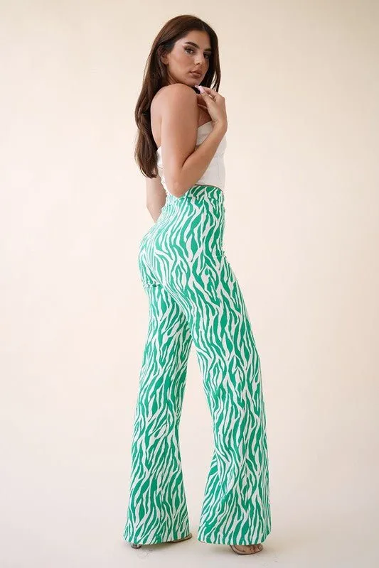 ZEBRA HIGH WAISTED PANT- Kelly White