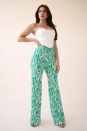 ZEBRA HIGH WAISTED PANT- Kelly White