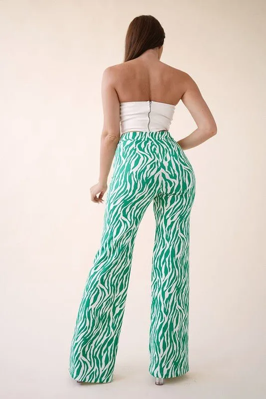 ZEBRA HIGH WAISTED PANT- Kelly White